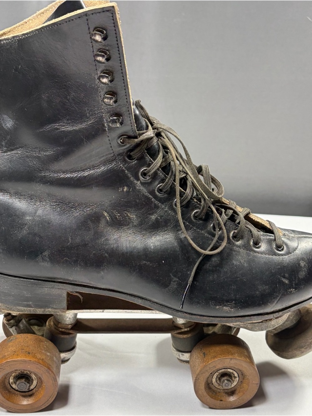 Riedell Roller Skates Black Leather Size 9 Vintage Quad Chicago Plate - Picture 4 of 15